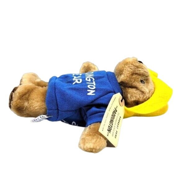 VTG Eden Paddington Bear Plush Brown 9.5" Yellow Hat Blue Sweatshirt Tag Attach - Picture 5 of 12